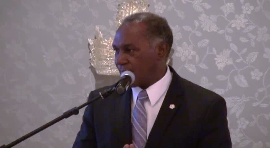 Premier of Nevis and Minister of Finance Hon. Vance Amory delivering remarks at the opening ceremony of the 11th annual Anti-Money Laundering (AML)/Counter Financing of Terrorism (CFT) Seminar and Training Workshop hosted by the Nevis Financial Services (Regulation and Supervision) Department at the Four Seasons Resort on March 21, 2016